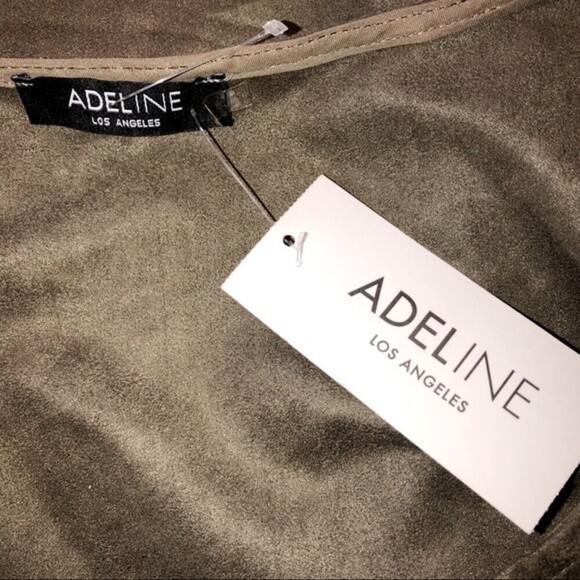 ADELINE large NWT olive suede cold shoulder dress - Picture 7 of 8